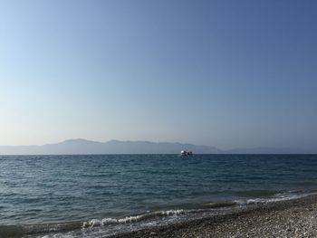 Scenic view of sea against clear sky