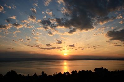 Scenic view of silhouette trees against sky during sunset