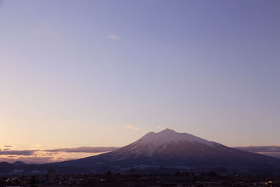 Scenic view of mountains at sunset