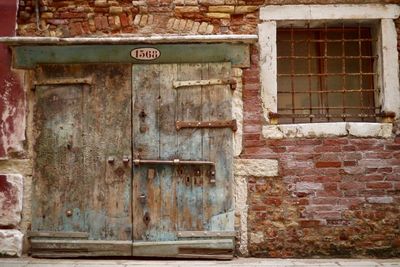 Closed door of old building