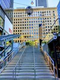 Staircase of building in city