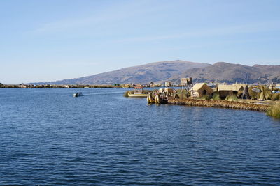 Scenic view of lake against clear sky