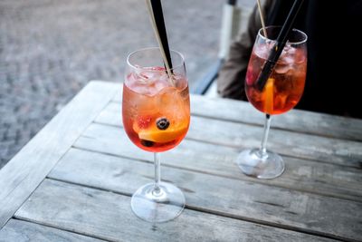 Close-up of drinks on table