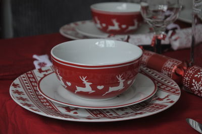 Close-up of tea cup on table