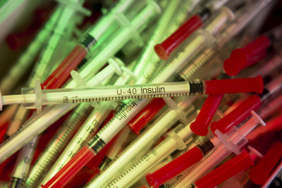 Full frame shot of syringes