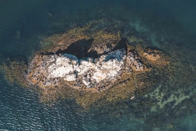 High angle view of rocks in sea