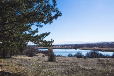 Scenic view of lake against sky