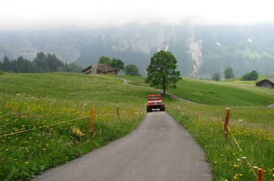 Road passing through field