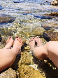 Low section of women in sea