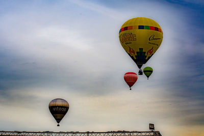 Low angle view of hot air balloon against sky