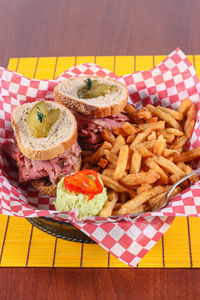 Close-up of food on table