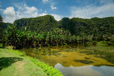 Scenic view of lake against sky