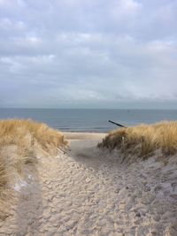 Scenic view of beach against sky