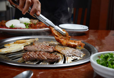 High angle view of food on table