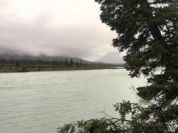 Scenic view of lake against sky