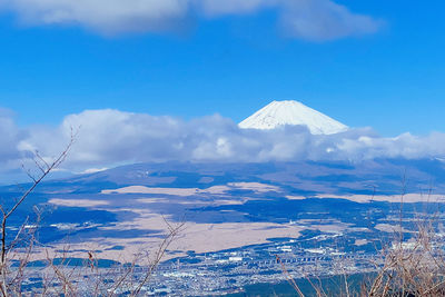 Aerial view of snowcapped mountain