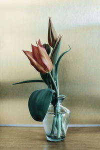 Close-up of flower vase on table