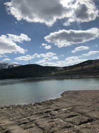 Scenic view of lake against sky