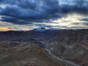 Scenic view of dramatic landscape against sky