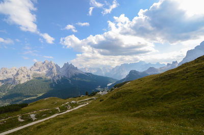 Scenic view of mountains against sky