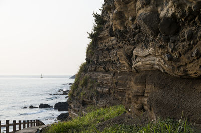 Scenic view of sea against clear sky