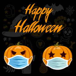 Text written on illuminated pumpkin during halloween