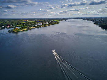 High angle view of sea against sky