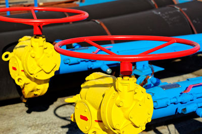 Close-up of yellow toys on table