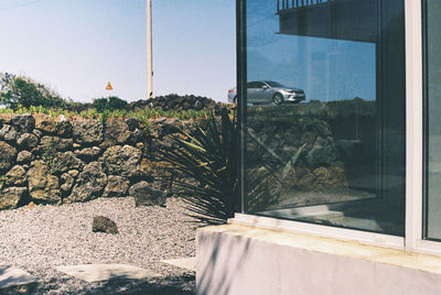 Reflection of sky on glass window