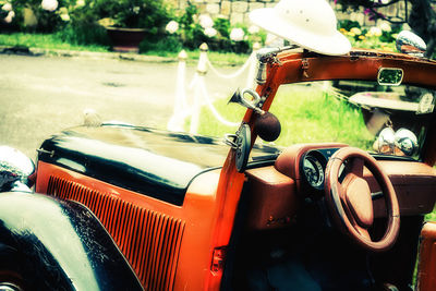 Close-up of vintage car