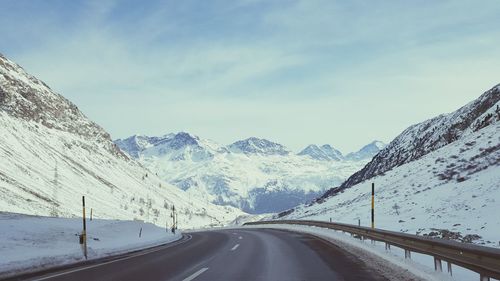 Snow covered mountain road