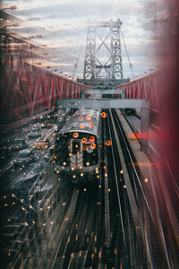 High angle view of railroad tracks against sky