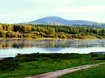 Scenic view of lake against sky