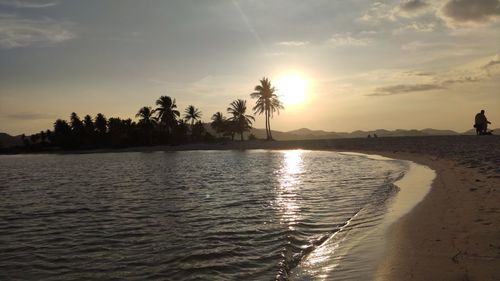 Scenic view of sea against sky at sunset