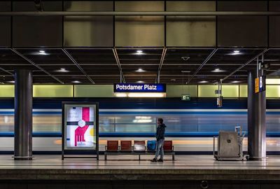 Blurred motion of train at railroad station