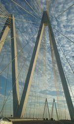 Low angle view of suspension bridge