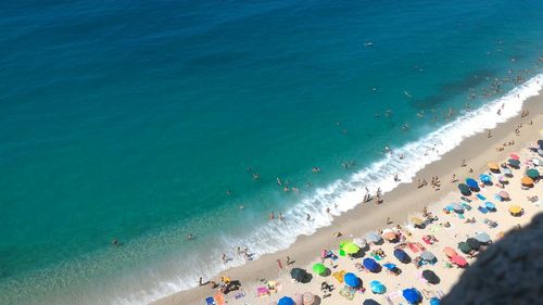 High angle view of people on beach