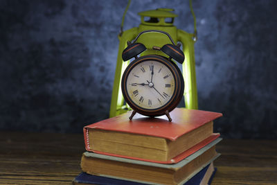 Close-up of clock on wall