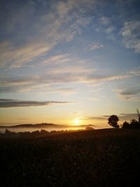 Scenic view of field against sky during sunset