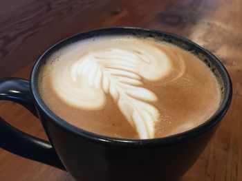 High angle view of coffee on table