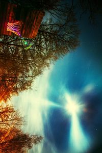 Low angle view of trees against sky at night