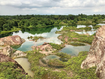 Scenic view of lake against sky