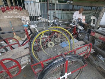 High angle view of bicycle