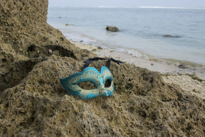 Close-up of a rock in the sea