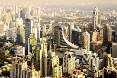 High angle view of buildings in city