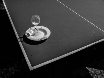 High angle view of drink on table