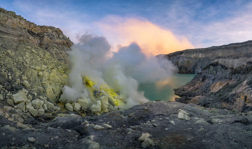 Panoramic view of volcanic mountain