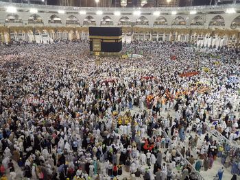 High angle view of people at kaaba