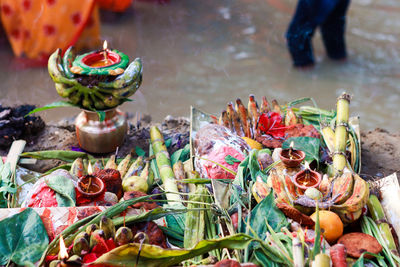 High angle view of candies on table