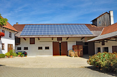 View of solar panels on top of building